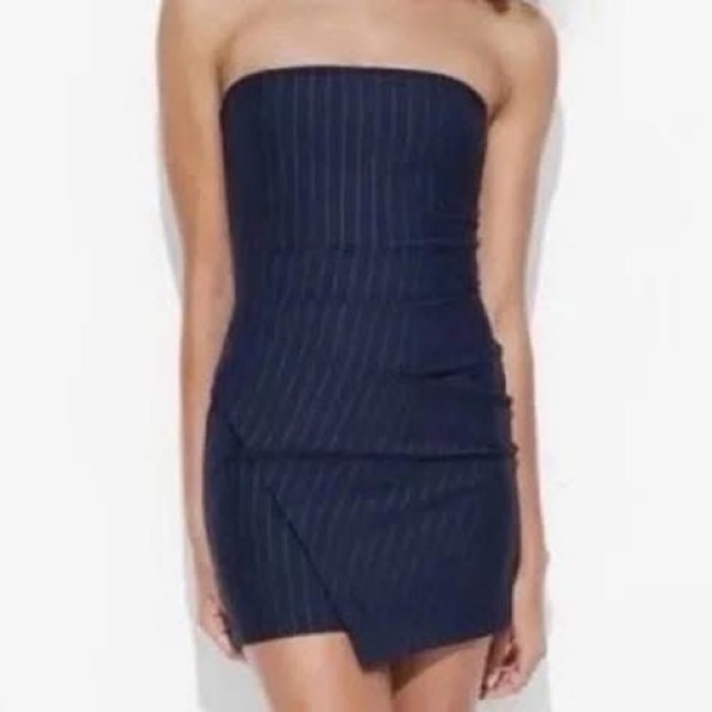 wild fable Navy Pinstripe Strapless Bodycon Dress